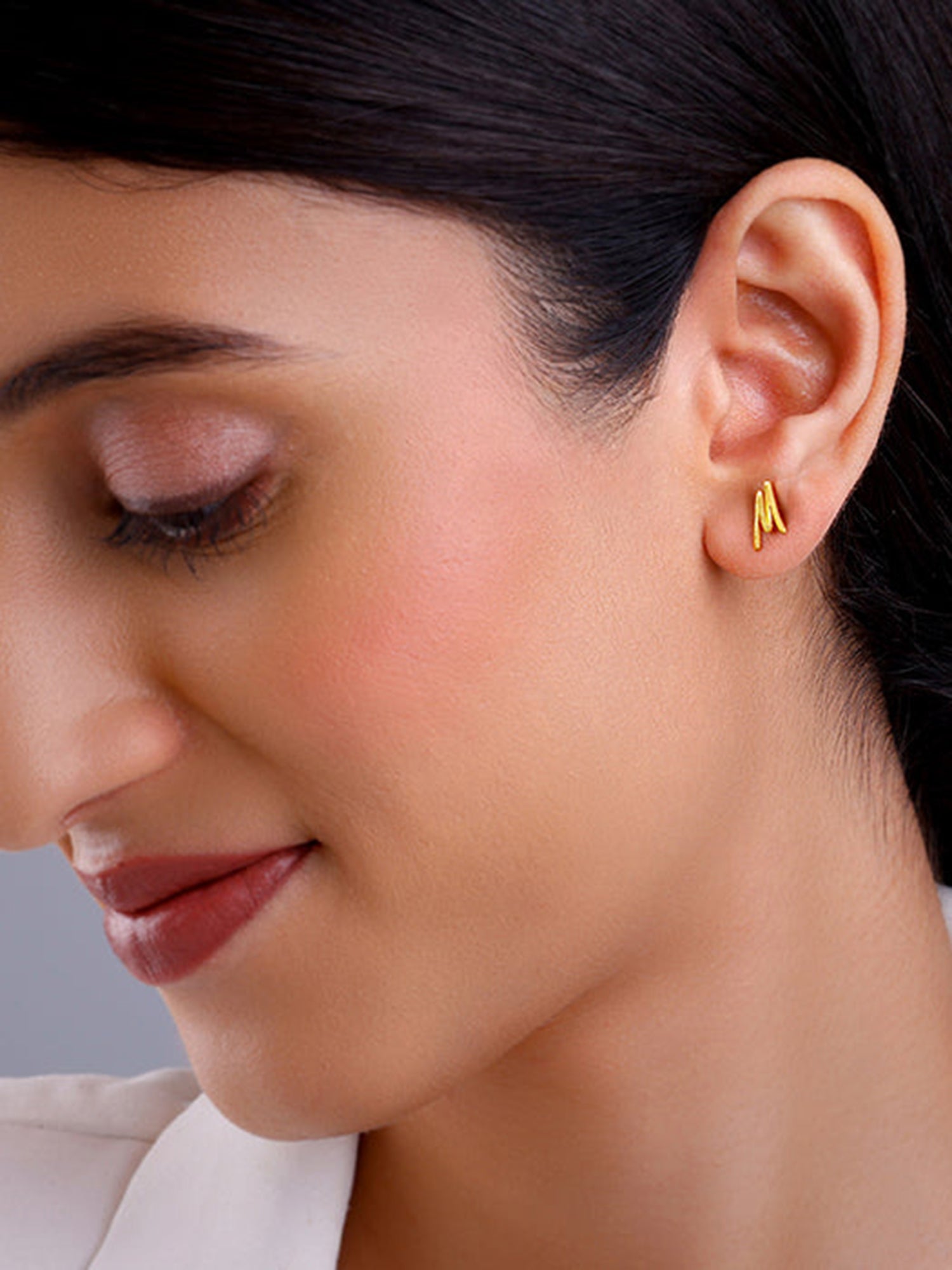 Golden Personalised Letter Stud Earrings