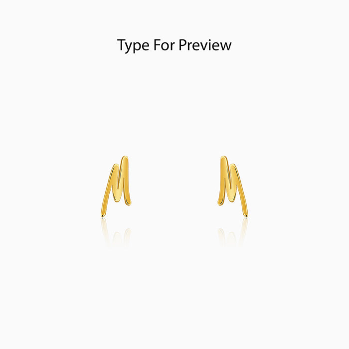 Golden Personalised Letter Stud Earrings