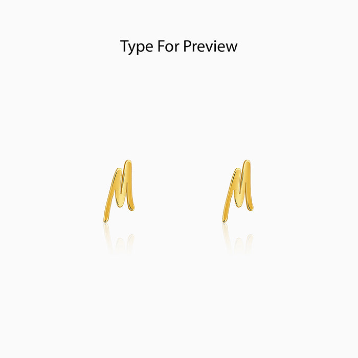Golden Personalised Letter Stud Earrings