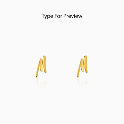 Golden Personalised Letter Stud Earrings