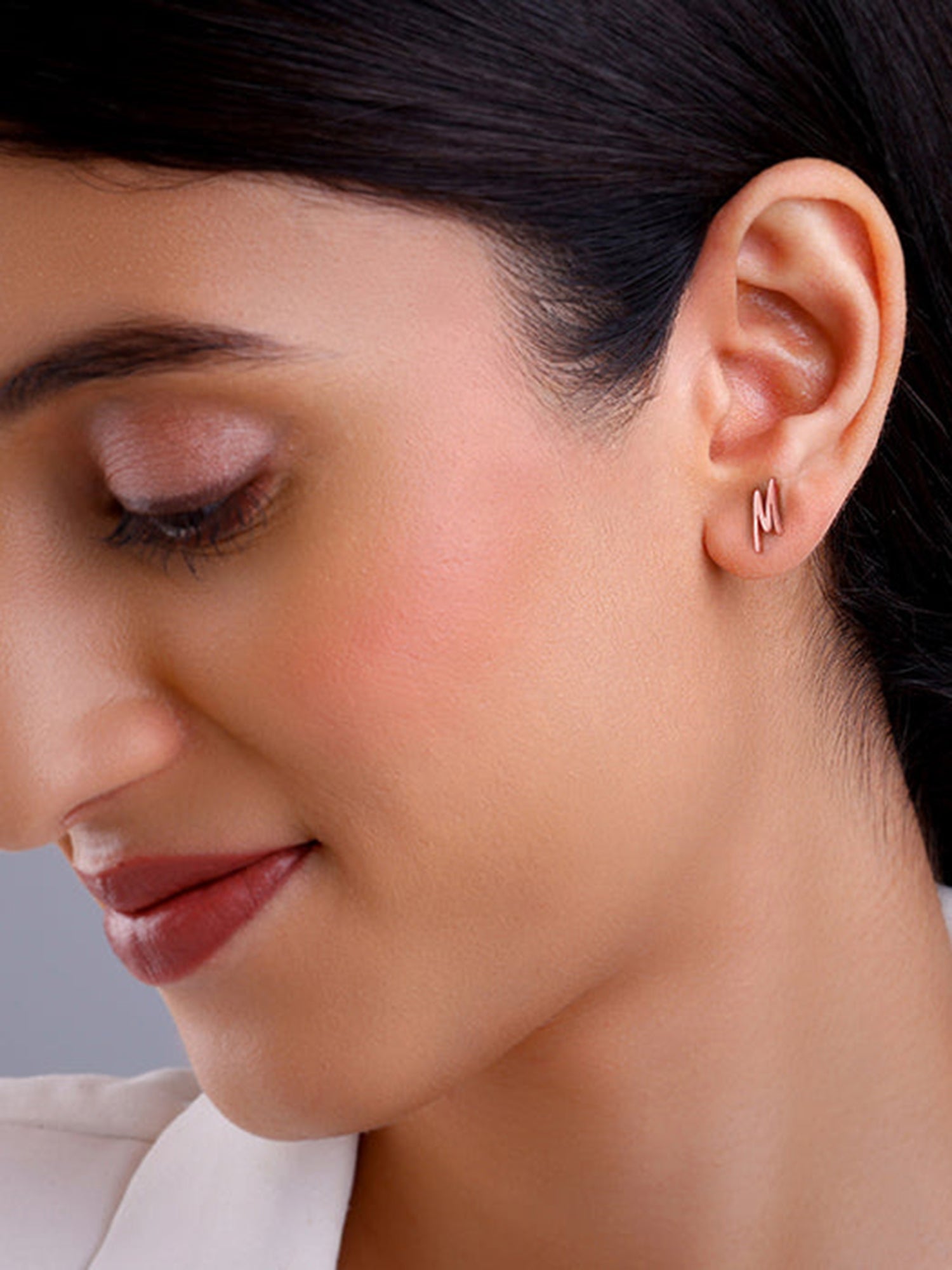 Rose Gold Personalised Letter Stud Earrings
