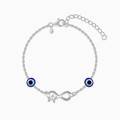 Silver Personalised Initial Nazar Bracelet