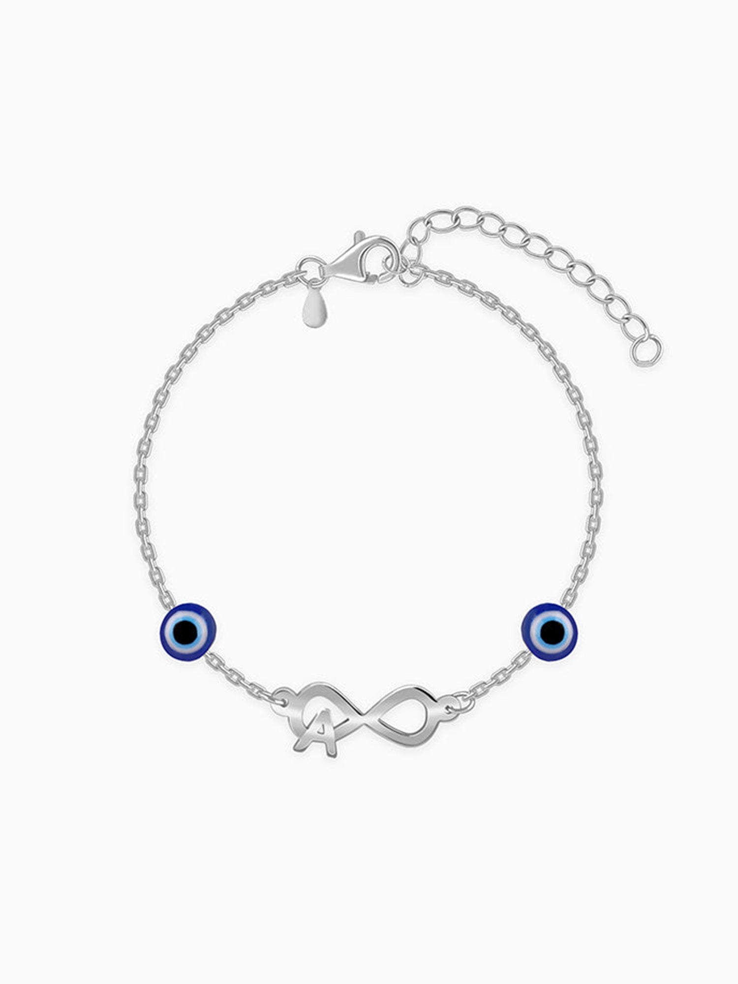 Silver Personalised Initial Nazar Bracelet