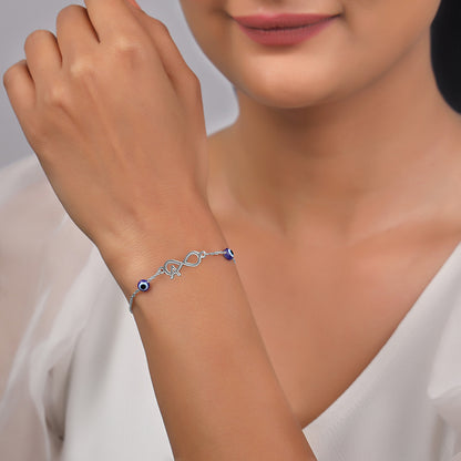 Silver Personalised Initial Nazar Bracelet