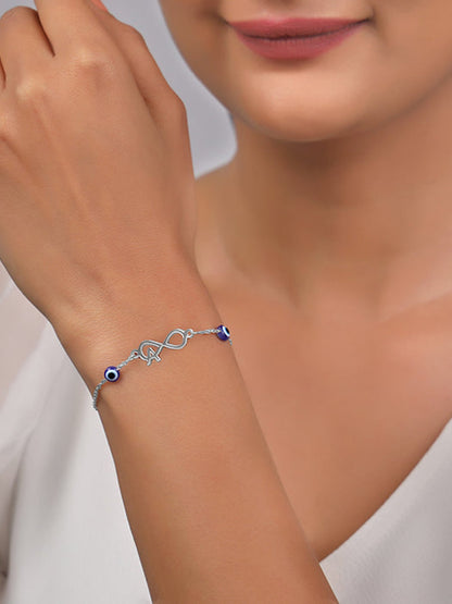 Silver Personalised Initial Nazar Bracelet