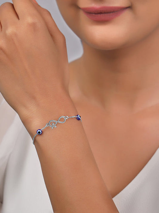 Silver Personalised Initial Nazar Bracelet