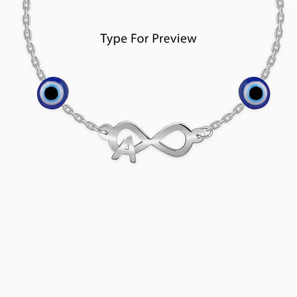 Silver Personalised Initial Nazar Bracelet