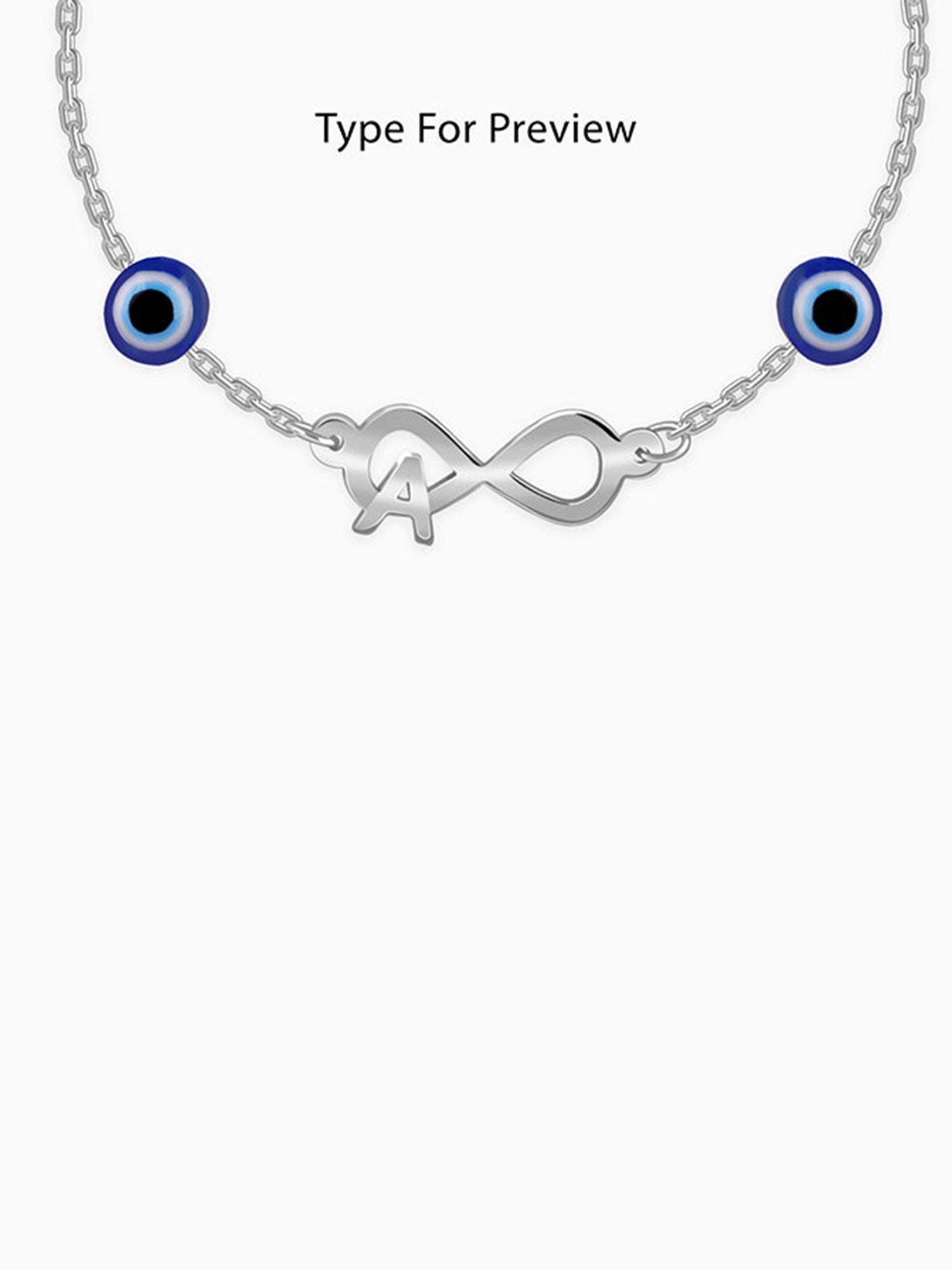 Silver Personalised Initial Nazar Bracelet
