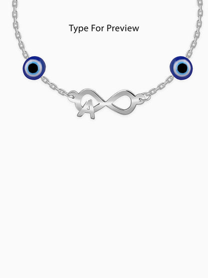Silver Personalised Initial Nazar Bracelet