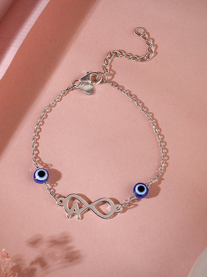 Silver Personalised Initial Nazar Bracelet
