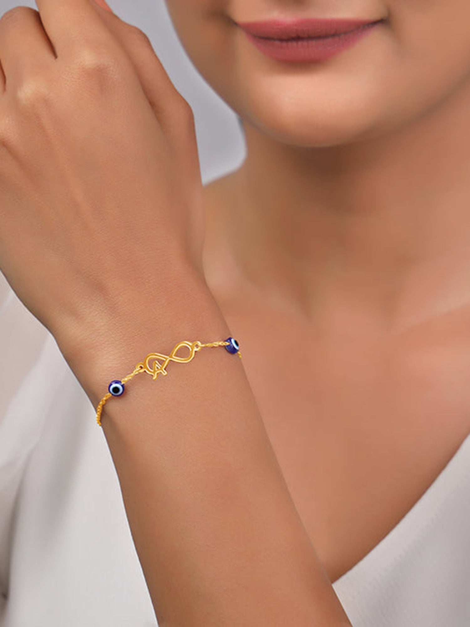 Golden Personalised Initial Nazar Bracelet