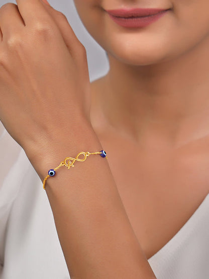 Golden Personalised Initial Nazar Bracelet