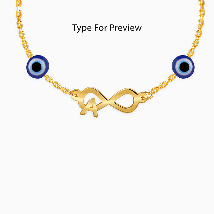 Golden Personalised Initial Nazar Bracelet