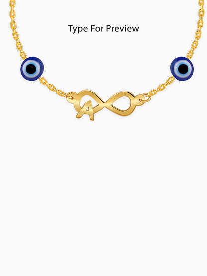 Golden Personalised Initial Nazar Bracelet
