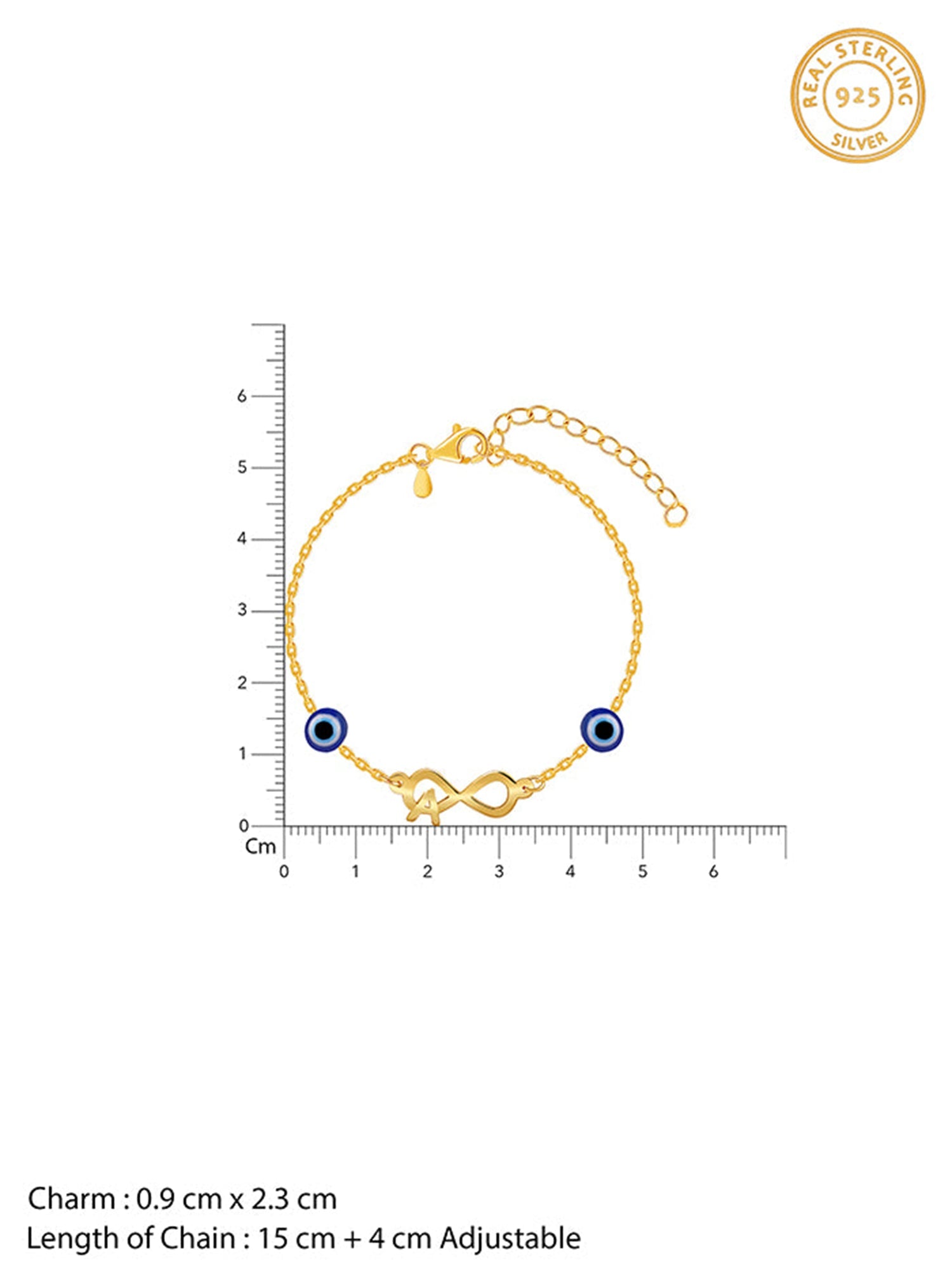 Golden Personalised Initial Nazar Bracelet