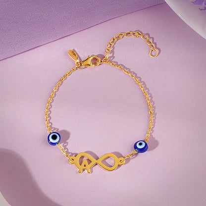 Golden Personalised Initial Nazar Bracelet