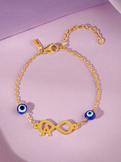 Golden Personalised Initial Nazar Bracelet