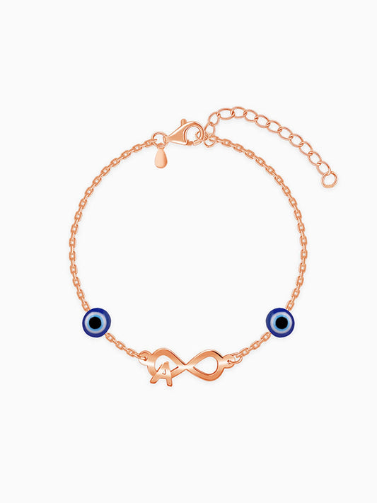 Rose Gold Personalised Initial Nazar Bracelet