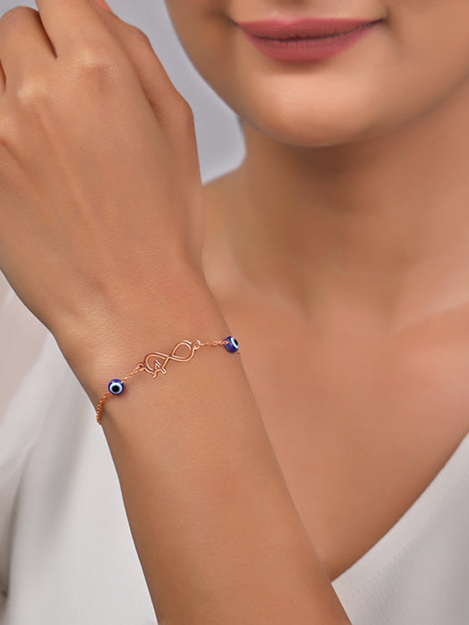 Rose Gold Personalised Initial Nazar Bracelet