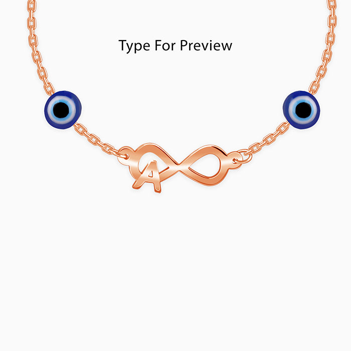 Rose Gold Personalised Initial Nazar Bracelet