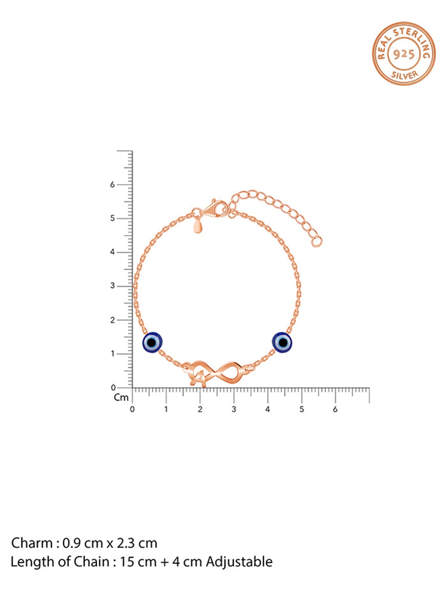 Rose Gold Personalised Initial Nazar Bracelet