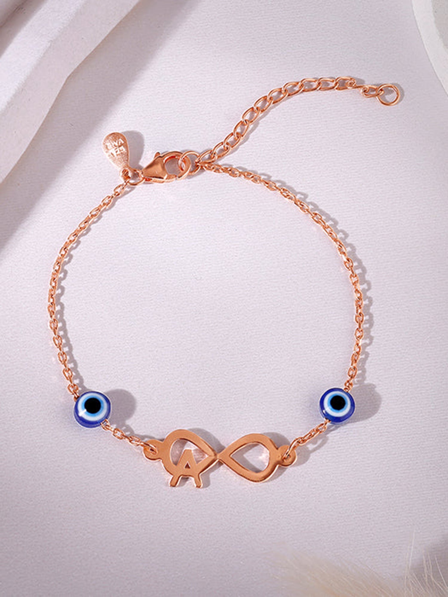 Rose Gold Personalised Initial Nazar Bracelet
