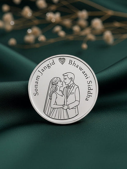 Silver Personalised Wedding Gift Coin