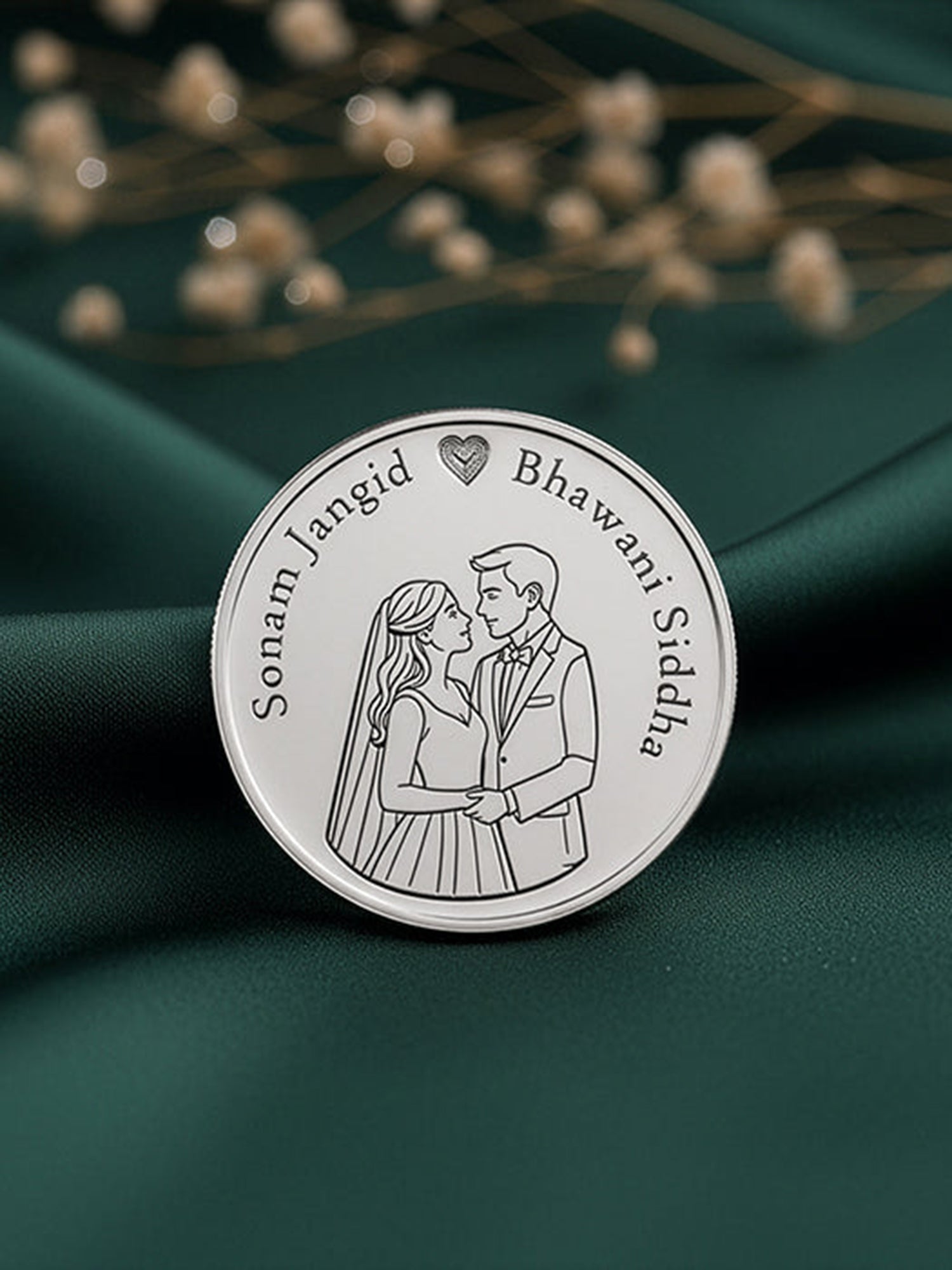 Silver Personalised Wedding Gift Coin