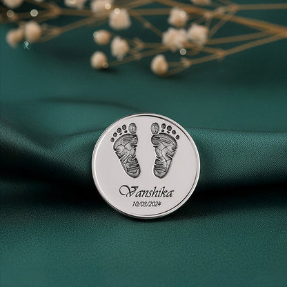 Silver Personalised Baby Birthday Coin