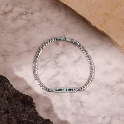 Silver Personalised Cuban Bracelet for Him