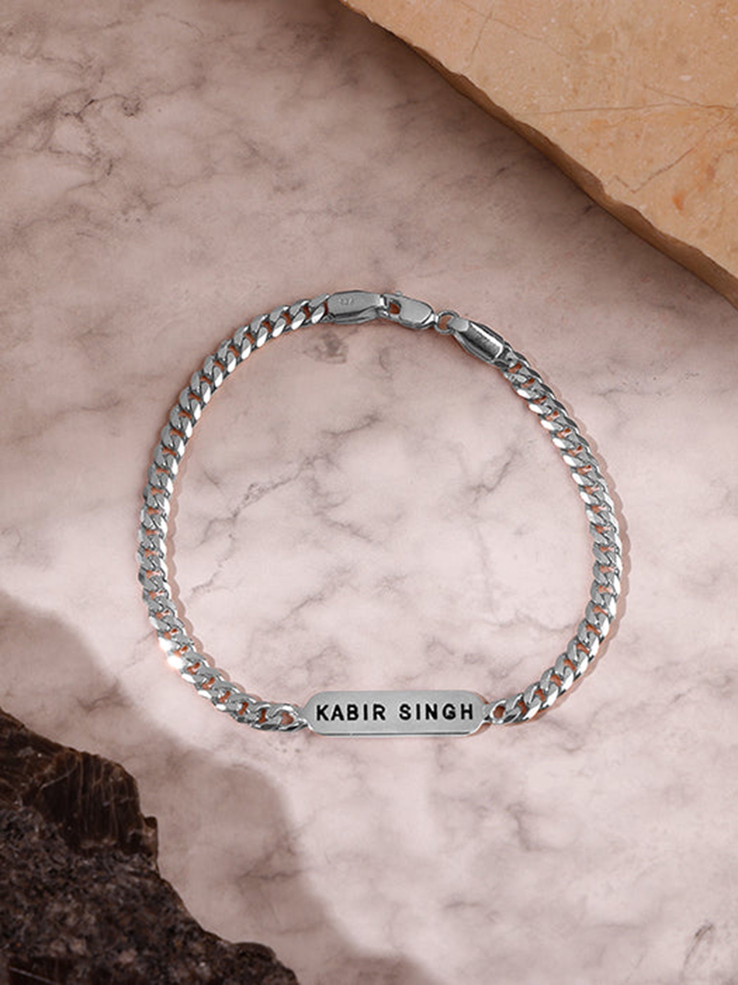 Silver Personalised Cuban Bracelet for Him