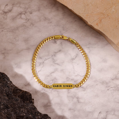 Golden Personalised Cuban Bracelet for Him
