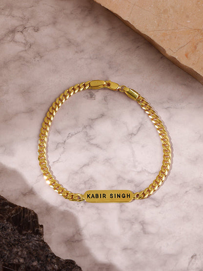 Golden Personalised Cuban Bracelet for Him