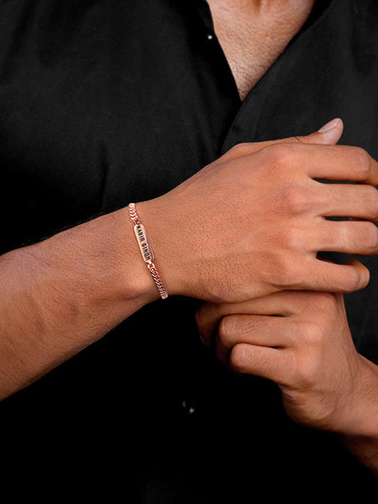 Rose Gold Personalised Cuban Bracelet for Him