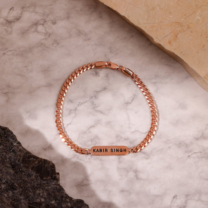 Rose Gold Personalised Cuban Bracelet for Him
