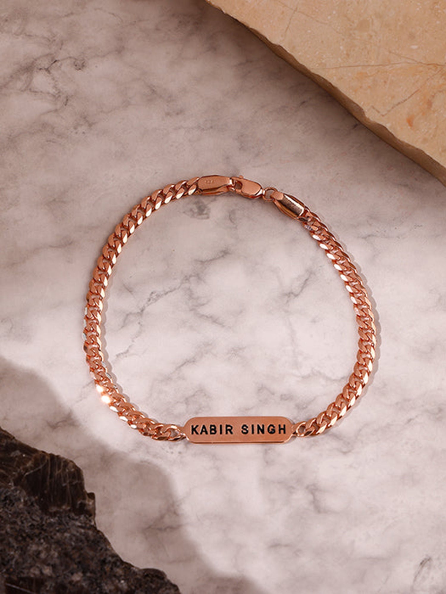 Rose Gold Personalised Cuban Bracelet for Him