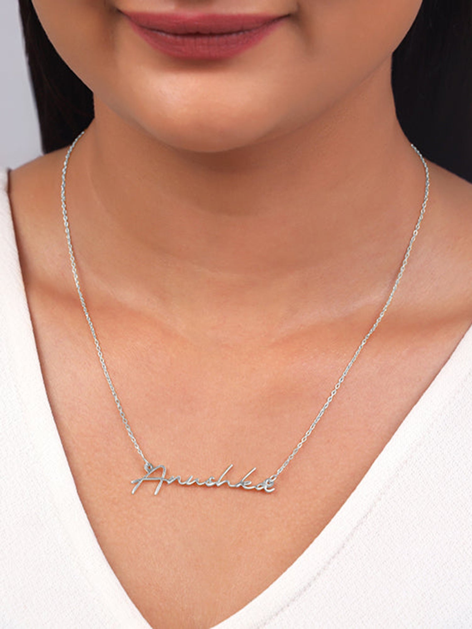 Silver Personalised Signature Name Necklace
