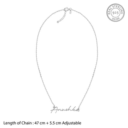 Silver Personalised Signature Name Necklace