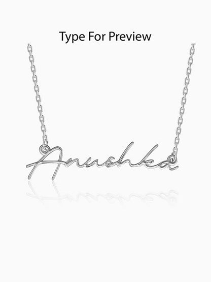 Silver Personalised Signature Name Necklace