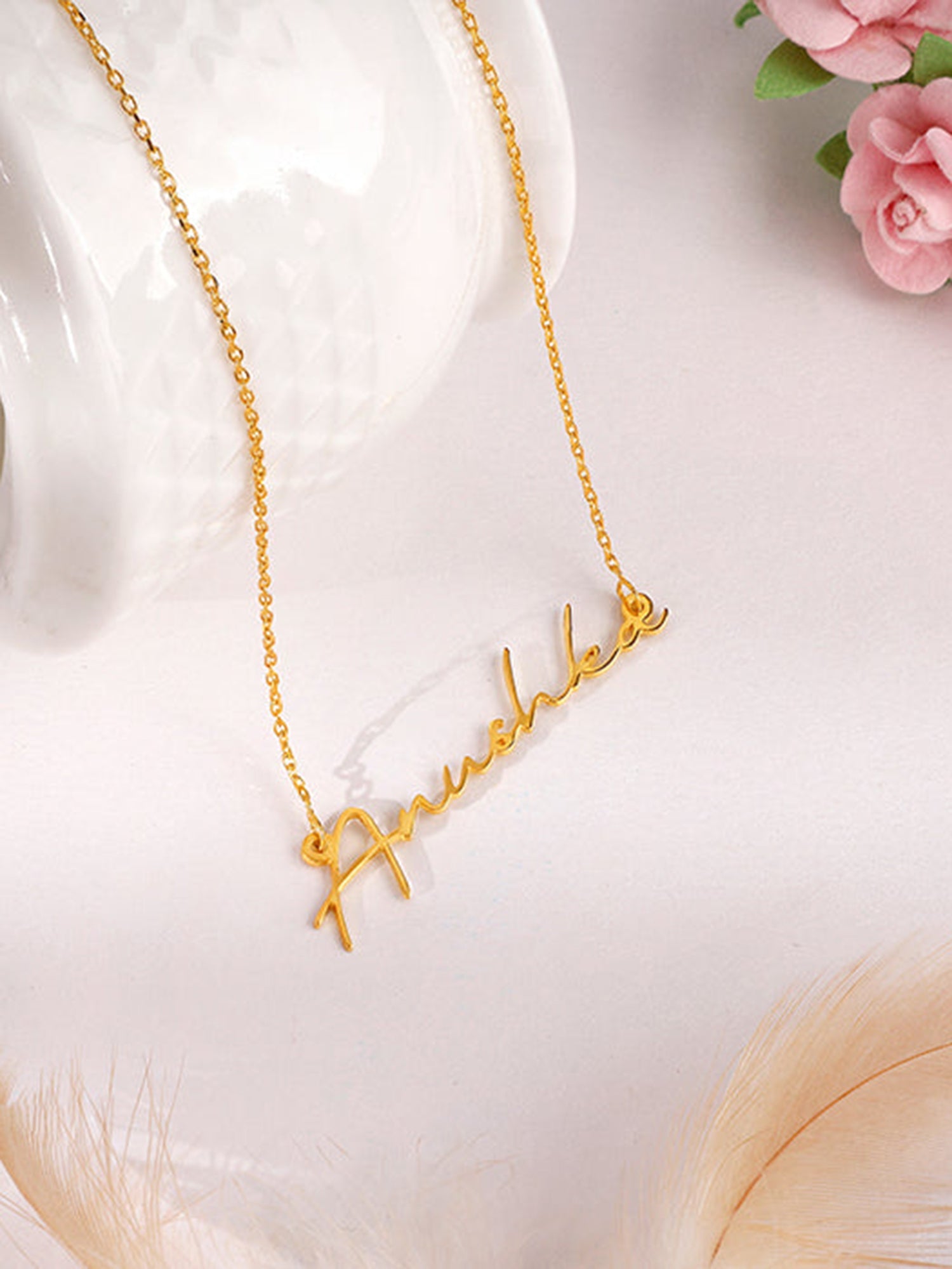 Golden Personalised Signature Name Necklace