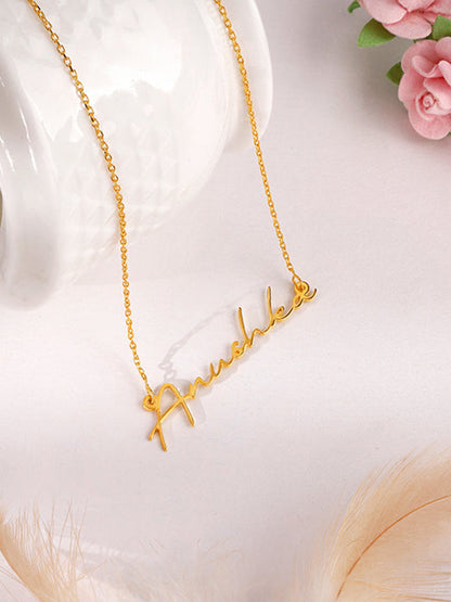 Golden Personalised Signature Name Necklace
