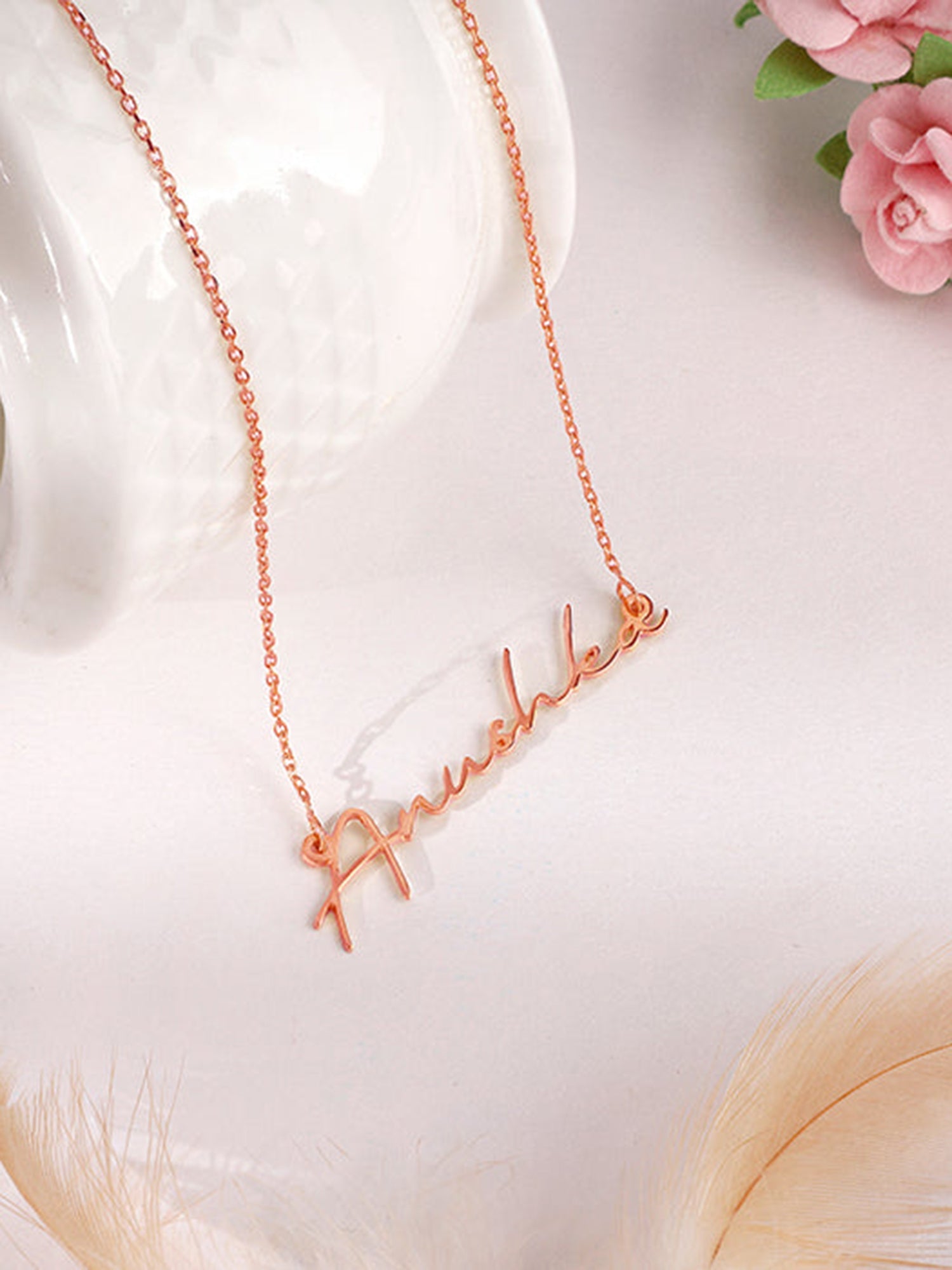 Rose Gold Personalised Signature Name Necklace