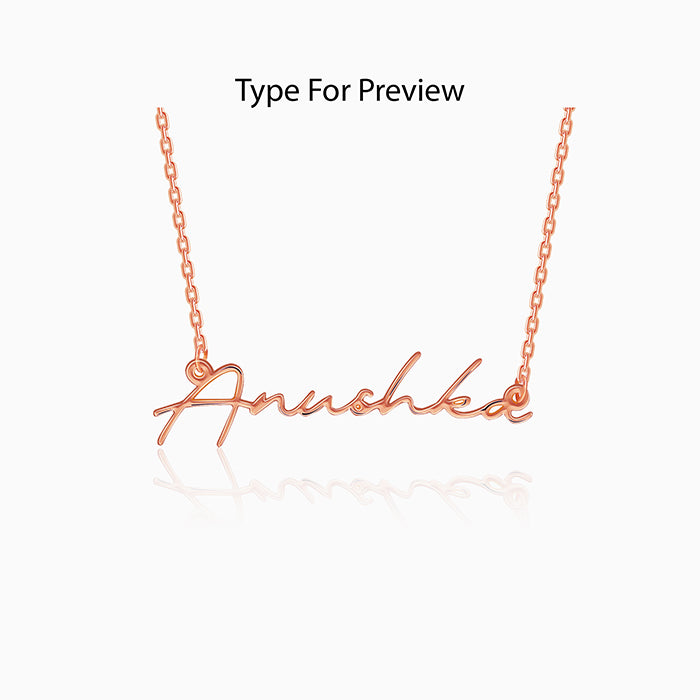 Rose Gold Personalised Signature Name Necklace