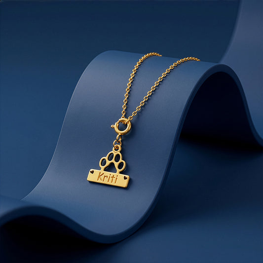 Golden Personalised Fur Buddy Pet Pendant with Link Chain