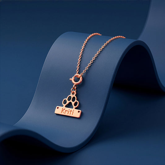 Rose Gold Personalised Fur Buddy Pet Pendant With Link Chain