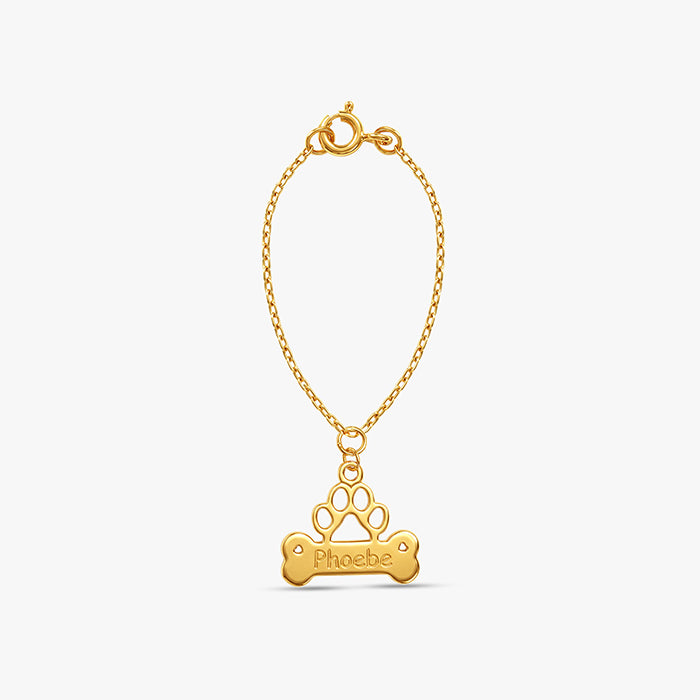 Golden Personalised Bone Tag Pet Charm