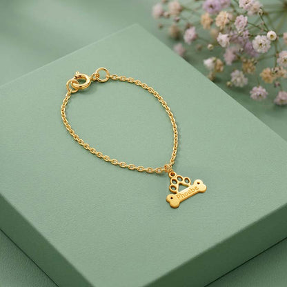Golden Personalised Bone Tag Pet Charm