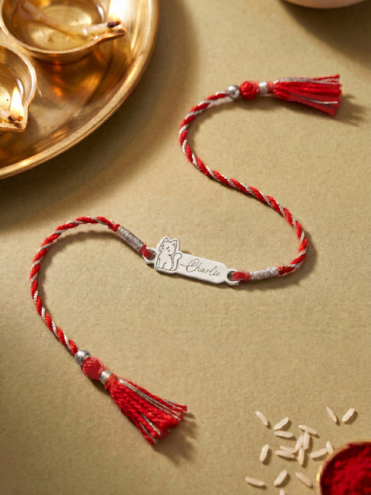 Silver Personalised Kitty Love Rakhi