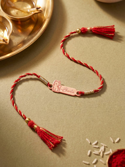 Rose Gold Personalised Kitty Love Rakhi
