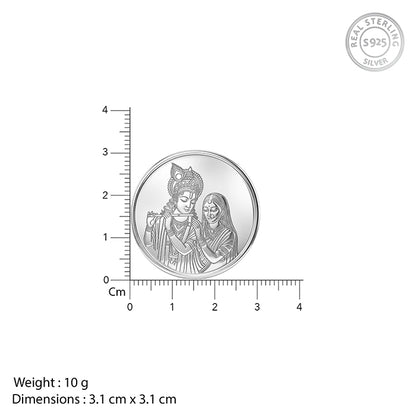 Silver Personalized Radha Krishna Coin - 10g